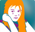 Illustration of woman crying, detail from domestic violence infographic