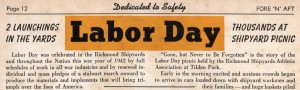 1942 newspaper clipping with the headline 'Labor Day'
