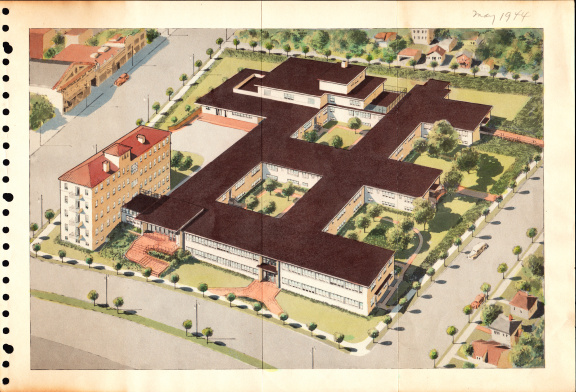 The Permanente Foundation Hospital, Oakland, California; ring-bound copies of architectural drawings, 1944