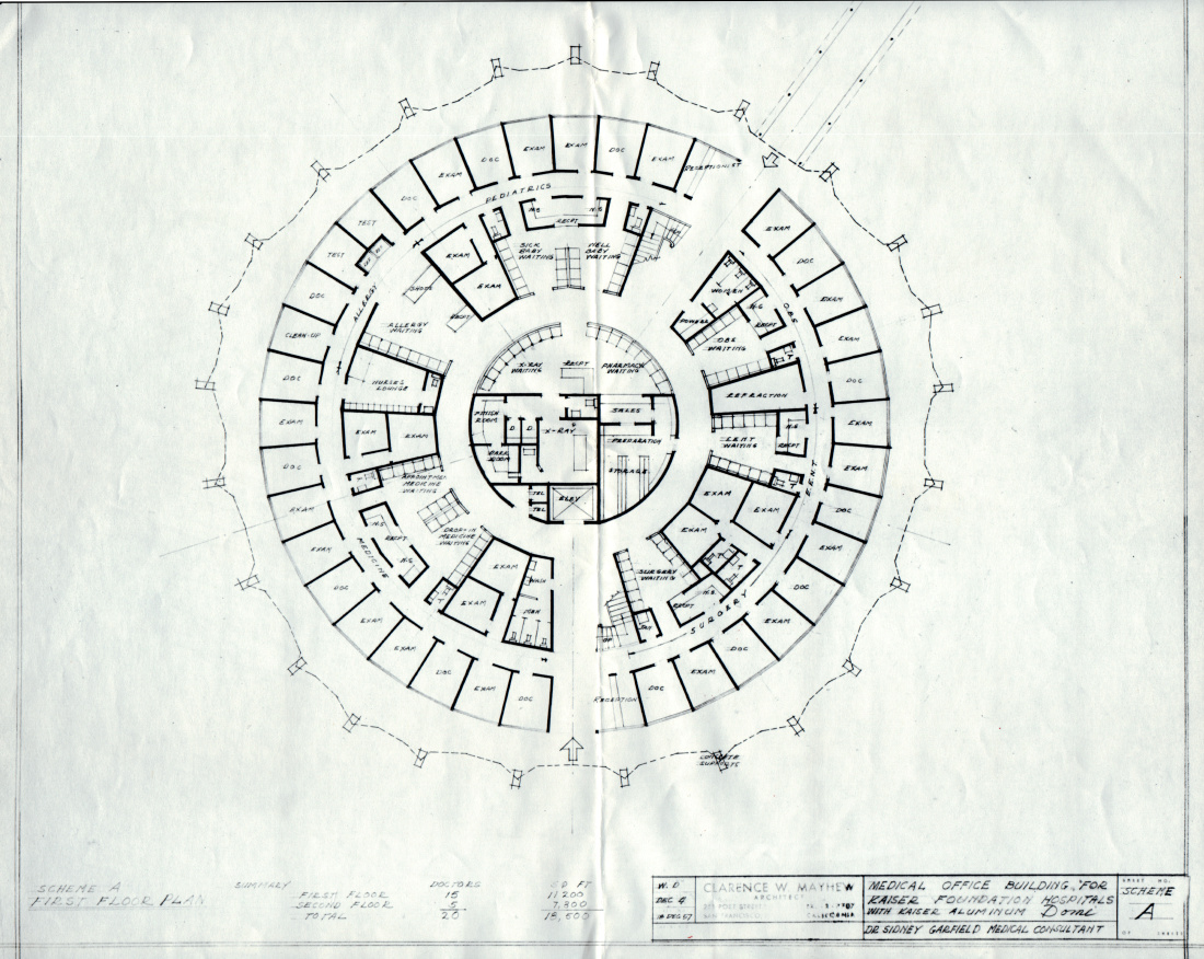 Architectural diagram of a circular medical office complex