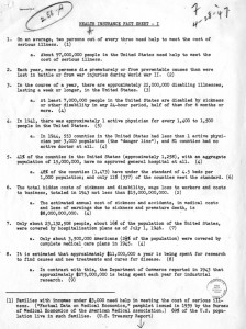 “Health Insurance Fact Sheet” outlining national problems circa 1947