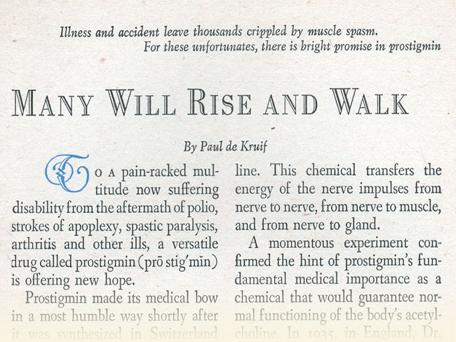 1948 article clipping from Readers Digest, headline reads 'Many Will Rise aAnd Walk'