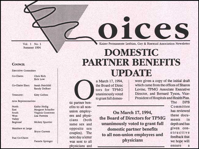 Voices, LGB employee association newsletter, 1994