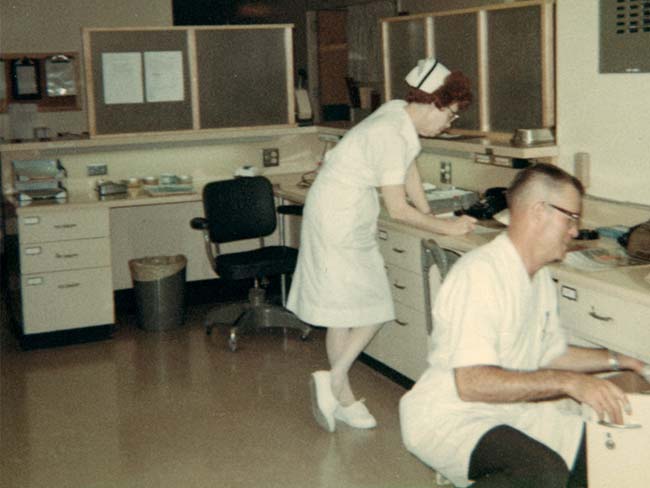 Harbor City Hospital, ER nurses station, 1966