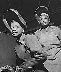 1940s photo of two black women wearing welding gear.