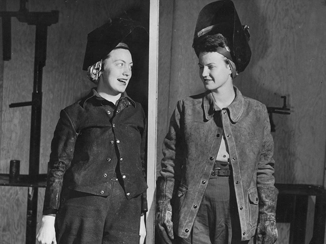 Women welders certifying for employment, Kaiser Swan Island shipyard, 1942