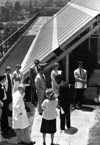 Congressman Norman Mineta, Santa Clara Mayor William Gissler and others dedicated Santa Clara Medical Centers solar panel project, July 17, 1980.