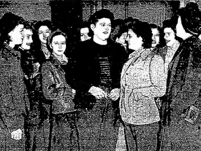 Group of female welders protesting in September of 1942