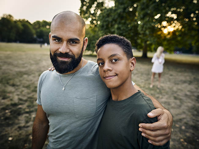 father and son outside