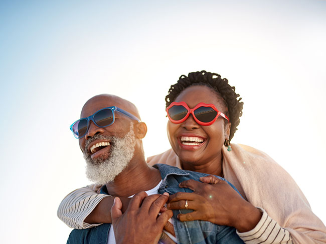 Happy older black couple