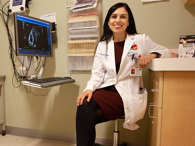 Dr. Seema Pursnani is pictured in an exam room at the Kaiser Permanente Santa Clara Medical Center.