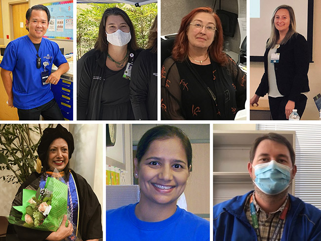 Collage of faces 7, all the recipients of the 2020 Kaiser Permanente National Nursing Excellence Awards.