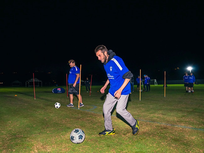 Troy Horton practicing soccer drills