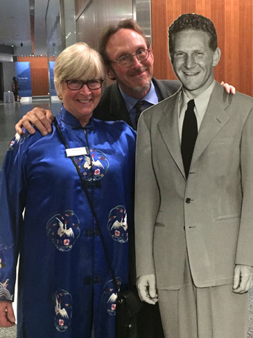 Pauline Fox, Esq. (Executive Vice President and Chief Legal Officer, The Permanente Federation, LLC; Interim General Counsel, Colorado Permanente) and Kaiser Permanente historian Lincoln Cushing hamming it up with founding physician Dr. Sidney Garfield.
