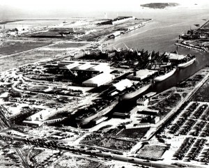 Aerial photo, Todd-California Shipyard in Richmond, CA, 1941