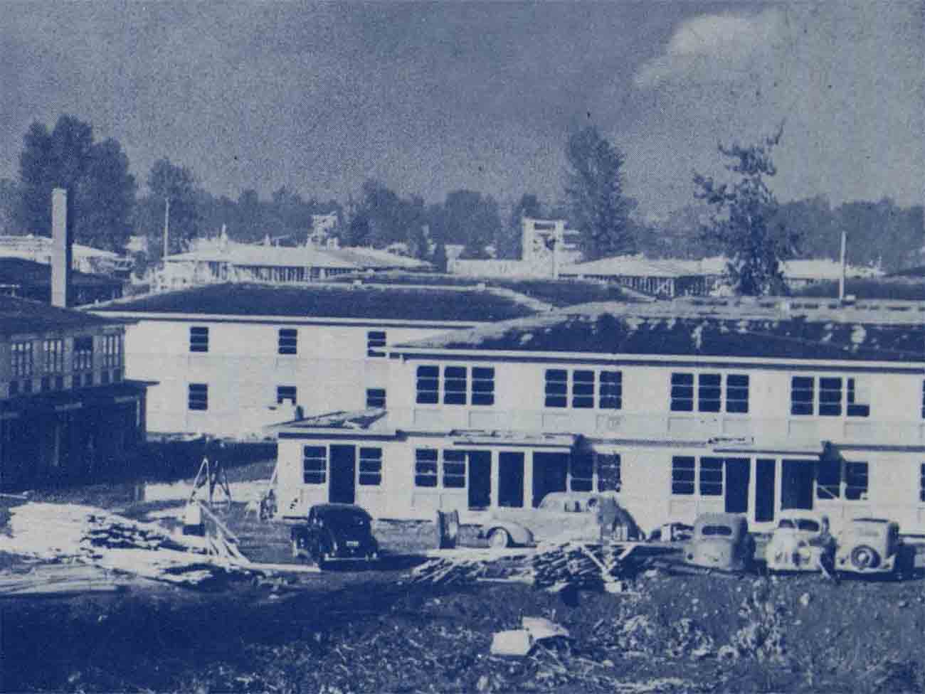 Vanport worker apartments under construction, 1942.