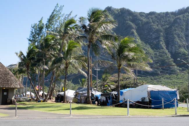 A homeless camp in Hawaii.