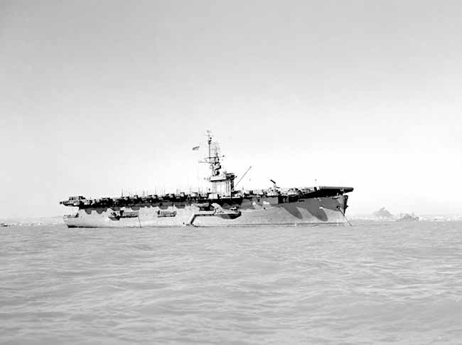 USS Cape Esperance CVE 88 in San Francisco Bay, built as USS Tananek Bay, launched March 3, 1944, Kaiser Vancouver shipyard