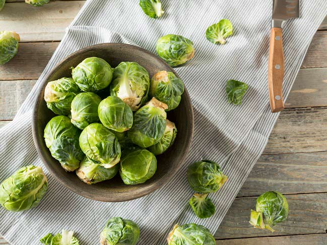 Raw Organic Green Brussel Sprouts Ready to Cook 