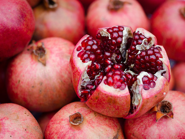 Fresh cut pomegranate